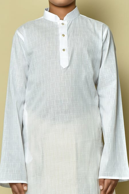 Shop_Petite Pomme_White Cotton, Silk Patterned Kurta And Dhoti Set _Online_at_Aza_Fashions