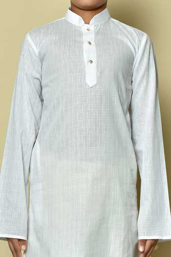 Buy_Petite Pomme_White Cotton Patterned Kurta _Online_at_Aza_Fashions