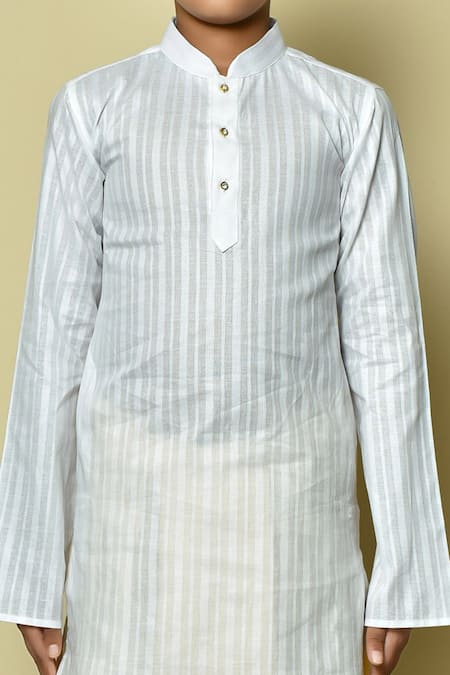 Buy_Petite Pomme_White Cotton, Silk Patterned Kurta And Dhoti Set _Online_at_Aza_Fashions