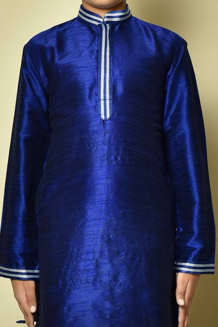 Buy Petite Pomme Blue Silk, Polyester Embroidery Collar Kurta And Dhoti Pant Set Online at Aza Fashions Buy_Petite Pomme_Blue Silk, Polyester Embroidery Collar Kurta And Dhoti Pant Set _Online_at_Aza_Fashions