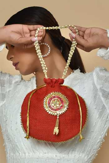 Khwaab By Sanjana Lakhani_Red Embroidered Gota Potli_Online_at_Aza_Fashions