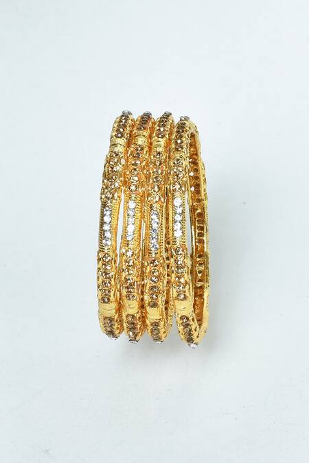 Nazaakat By Samara Singh Brown Stones Encrusted Bangles - Set Of 4 5