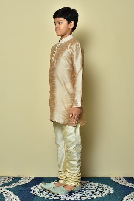 Buy_Petite Pomme_Brown Silk Full Sleeve Kurta _Online_at_Aza_Fashions
