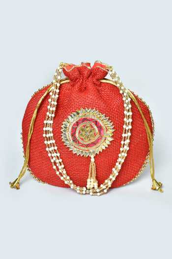 Buy_Khwaab By Sanjana Lakhani_Red Embroidered Gota Potli_Online_at_Aza_Fashions