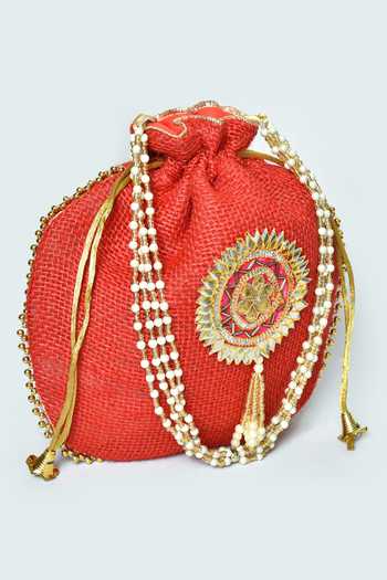 Shop_Khwaab By Sanjana Lakhani_Red Embroidered Gota Potli_Online_at_Aza_Fashions