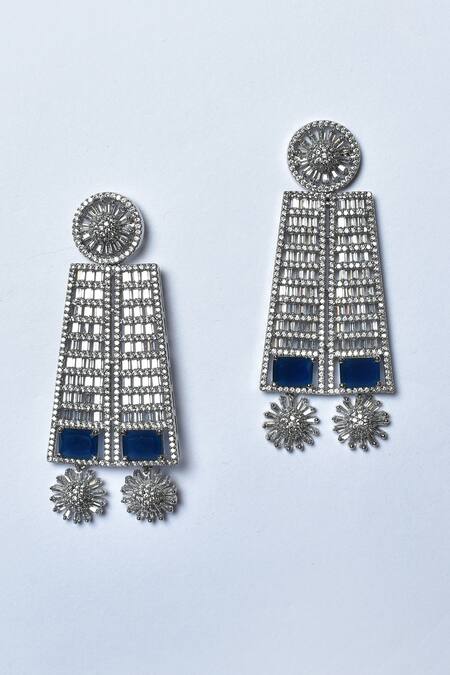 Shop_Kohar By Kanika_Blue Stone And Faux Diamond Encrusted Choker Set_Online_at_Aza_Fashions