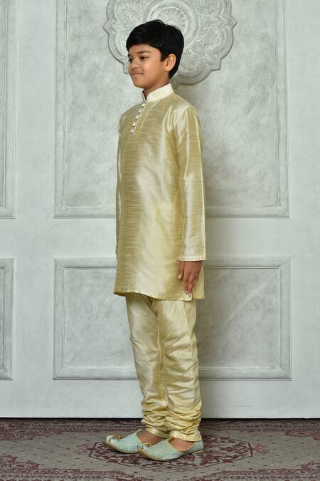 Buy Petite Pomme Beige Silk Mandarin Collar Straight Kurta Online at Aza Fashions Buy_Petite Pomme_Beige Silk Mandarin Collar Straight Kurta _Online_at_Aza_Fashions
