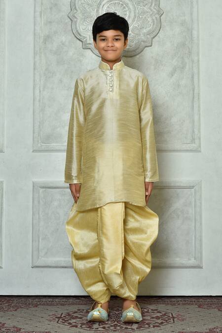 Buy_Petite Pomme_Beige Silk Full Sleeve Kurta And Dhoti Pant Set _Online_at_Aza_Fashions
