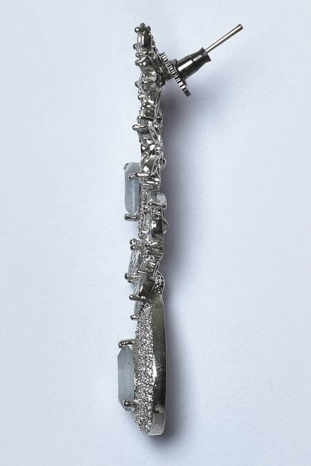 Kohar By Kanika_Grey Faux Diamonds And Stone Studded Pendant Necklace Set_at_Aza_Fashions