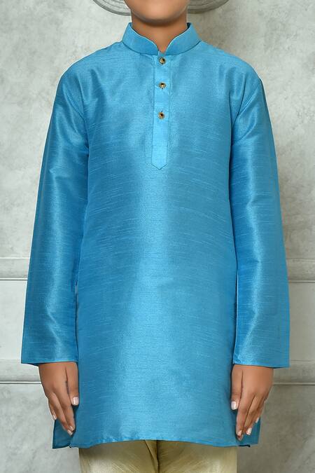 Buy Petite Pomme Blue Denim Full Sleeve Straight Kurta Online at Aza Fashions Buy_Petite Pomme_Blue Denim Full Sleeve Straight Kurta _Online_at_Aza_Fashions