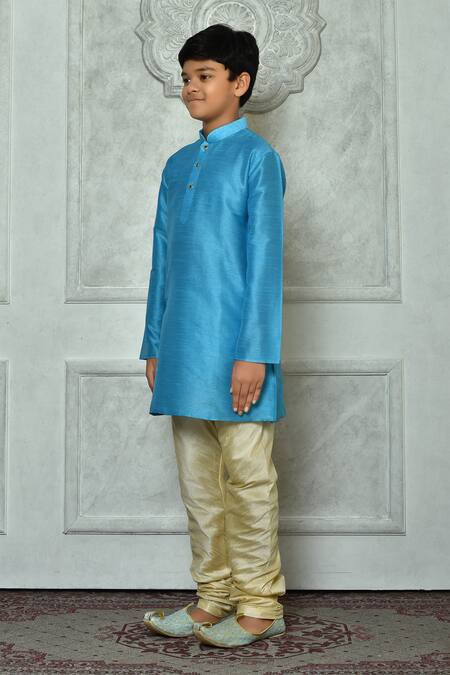 Shop_Petite Pomme_Blue Denim Full Sleeve Straight Kurta _Online_at_Aza_Fashions