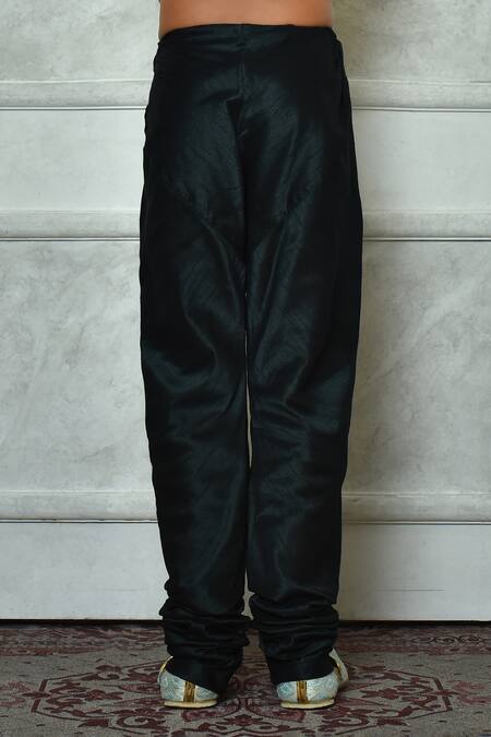 Petite Pomme_Green Polyester, Silk Embroidery Paisley Pattern Kurta And Churidar Set _Online_at_Aza_Fashions