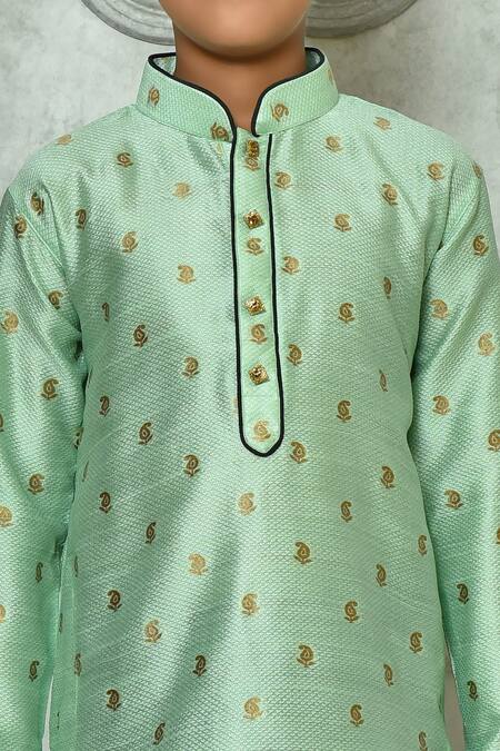 Petite Pomme Green Polyester Embroidery Paisley Pattern Kurta Online at Aza Fashions Petite Pomme_Green Polyester Embroidery Paisley Pattern Kurta _Online_at_Aza_Fashions
