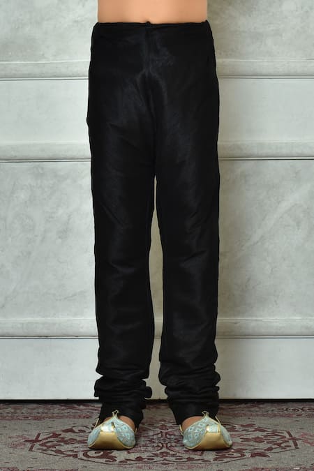 Shop Petite Pomme Blue Silk Navy Kurta And Black Churidar Set Online at Aza Fashions Shop_Petite Pomme_Blue Silk Navy Kurta And Black Churidar Set _Online_at_Aza_Fashions