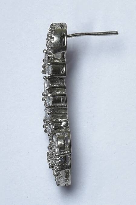 Kohar By Kanika_White Faux Diamonds Cutwork Detail Choker Set_at_Aza_Fashions