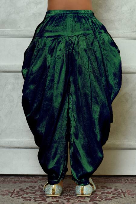 Petite Pomme_Green Polyester, Silk Embroidery Asymmetric Kurta And Patiala Pant Set _Online_at_Aza_Fashions