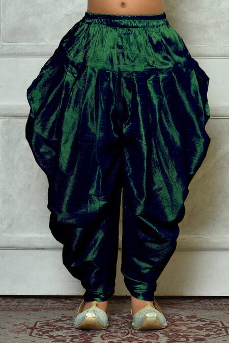 Buy_Petite Pomme_Green Polyester, Silk Embroidery Asymmetric Kurta And Patiala Pant Set _Online_at_Aza_Fashions