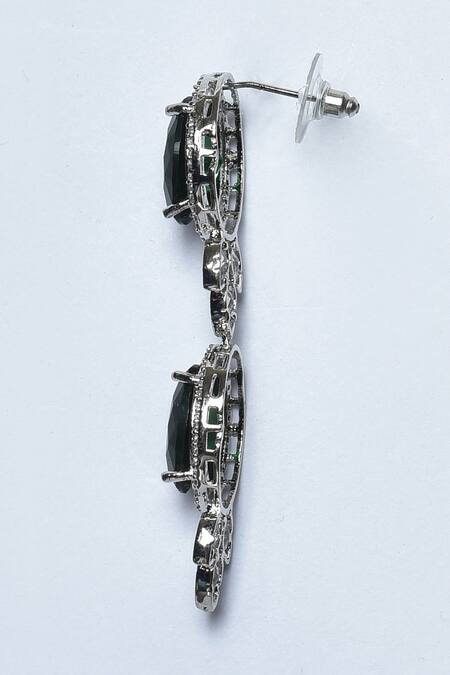 Kohar By Kanika_Green Sapphire Stone And Faux Diamond Studded Necklace Set_at_Aza_Fashions