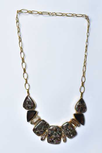 Kohar By Kanika_Black Natural Stone Semi Precious Embellished Necklace_Online_at_Aza_Fashions