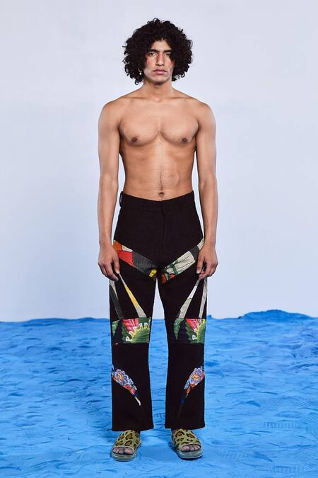 Triune Black Handloom Cotton Printed Digital Dark Desire Pant Online at Aza Fashions Triune_Black Handloom Cotton Printed Digital Dark Desire Pant_Online_at_Aza_Fashions