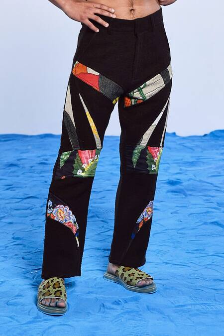 Buy Triune Black Handloom Cotton Printed Digital Dark Desire Pant Online at Aza Fashions Buy_Triune_Black Handloom Cotton Printed Digital Dark Desire Pant_Online_at_Aza_Fashions