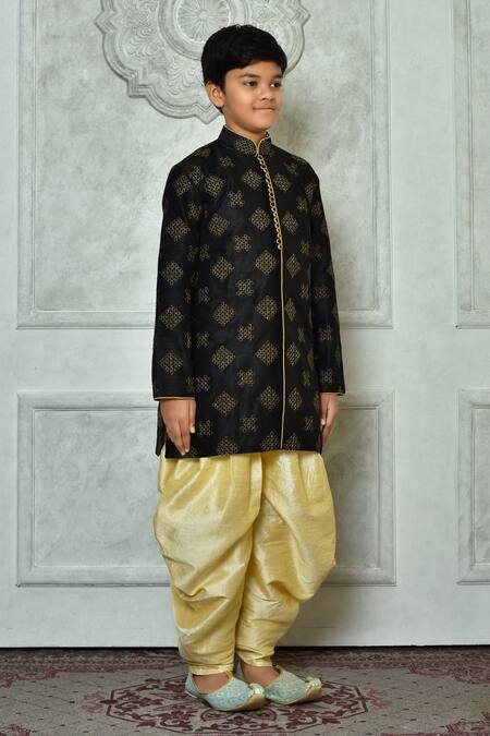 Petite Pomme Black Silk Embroidery Bloom Kurta And Patiala Pant Set at Aza Fashions Petite Pomme_Black Silk Embroidery Bloom Kurta And Patiala Pant Set _at_Aza_Fashions