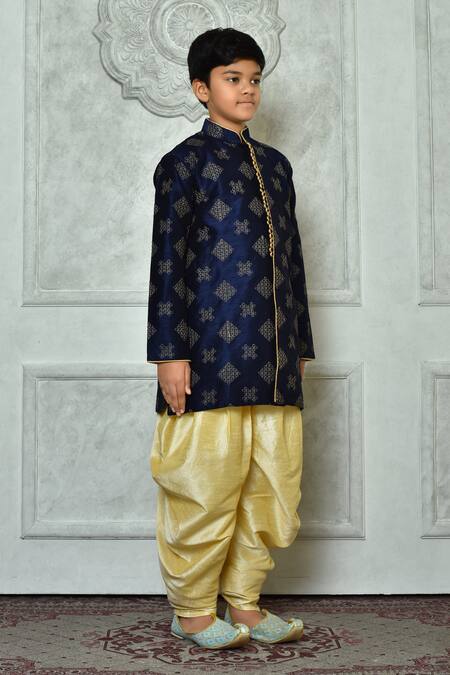 Petite Pomme Blue Silk Embroidery Floret Thread Work Kurta Set at Aza Fashions Petite Pomme_Blue Silk Embroidery Floret Thread Work Kurta Set _at_Aza_Fashions