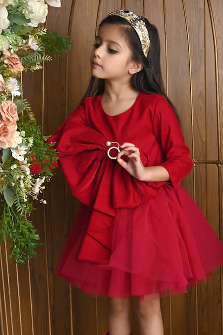 Girls plain 2024 red dress