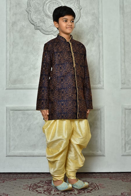 Buy_Petite Pomme_Blue Silk Embroidery Floral Kurta And Patiala Pant Set 