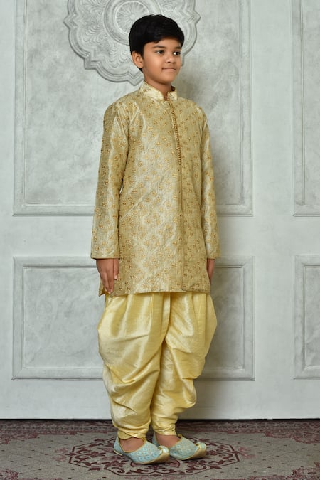 Petite Pomme Green Silk Embroidery Thread Kurta And Patiala Pant Set at Aza Fashions Petite Pomme_Green Silk Embroidery Thread Kurta And Patiala Pant Set _at_Aza_Fashions