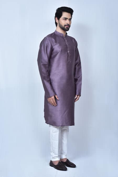 Arihant Rai Sinha Purple Silk Straight Kurta Pant Set at Aza Fashions Arihant Rai Sinha_Purple Silk Straight Kurta Pant Set _at_Aza_Fashions