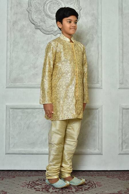 Buy_Petite Pomme_Beige Silk Embroidery Paisley Kurta And Churidar Set 