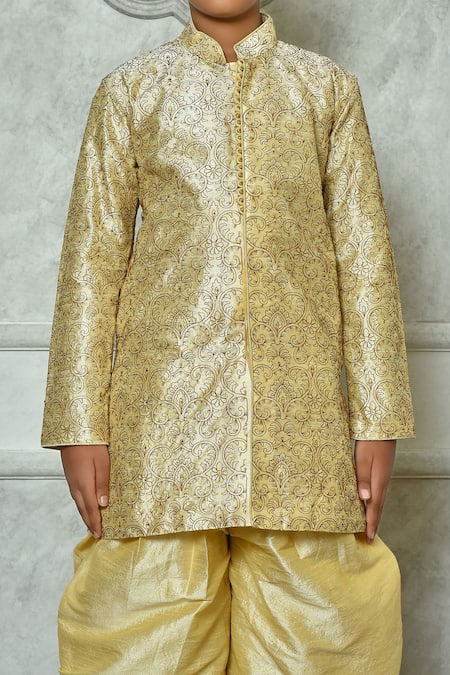 Buy Petite Pomme Beige Silk Embroidery Paisley Kurta And Patiala Pant Set Online at Aza Fashions Buy_Petite Pomme_Beige Silk Embroidery Paisley Kurta And Patiala Pant Set _Online_at_Aza_Fashions