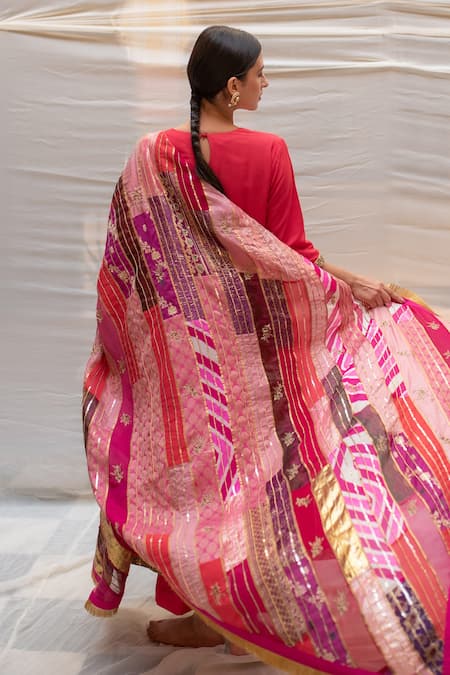 Priyanka Raajiv Multi Color Silk, Cotton, Tissue, Satin, Parvati Gotapatti Patchwork Dupatta at Aza Fashions Priyanka Raajiv_Multi Color Silk, Cotton, Tissue, Satin, Parvati Gotapatti Patchwork Dupatta _at_Aza_Fashions