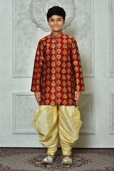 Rage Attire-Sweta Saria Kurta Patiala Pant | Kids, Boys, Kurta Sets,  Orange, Bandhani, Chinon With Mulmul Linning, Stand Collar, Full Sleeves at  Aza Fashions