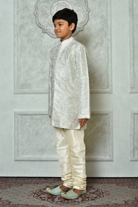 Buy Petite Pomme Off White Silk Embroidery Botanic Kurta Online at Aza Fashions Buy_Petite Pomme_Off White Silk Embroidery Botanic Kurta _Online_at_Aza_Fashions