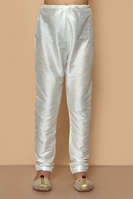 Buy_Petite Pomme_Blue Silk Embroidery Floret Print Kurta And Churidar Set _Online_at_Aza_Fashions