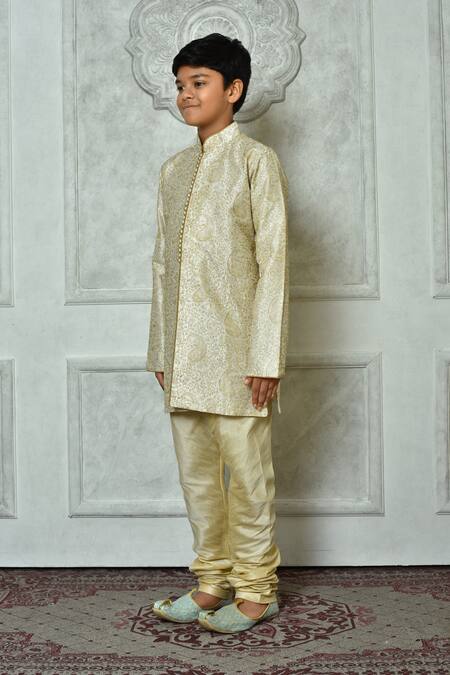 Buy Petite Pomme Cream Silk Embroidery Floret Pattern Kurta Online at Aza Fashions Buy_Petite Pomme_Cream Silk Embroidery Floret Pattern Kurta _Online_at_Aza_Fashions