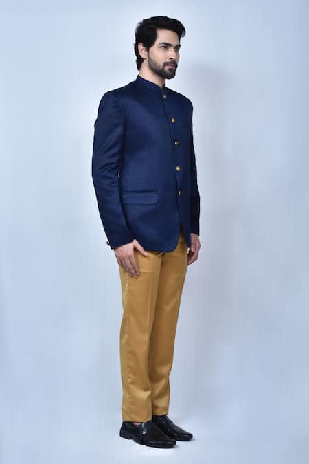 Blue color Linen fabric Jodhpuri Suit : 1855529