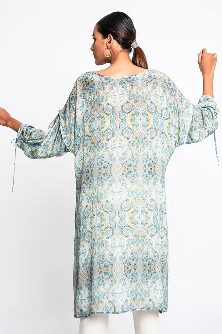 Buy Anmol Kakad Beige Crepe Round Neck Asymmetric Mosaic Pattern Top Online at Aza Fashions Buy_Anmol Kakad_Beige Crepe Round Neck Asymmetric Mosaic Pattern Top_Online_at_Aza_Fashions