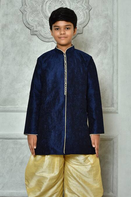 Buy Petite Pomme Blue Silk Embroidery Navy Thread Work Kurta Set Online at Aza Fashions Buy_Petite Pomme_Blue Silk Embroidery Navy Thread Work Kurta Set _Online_at_Aza_Fashions