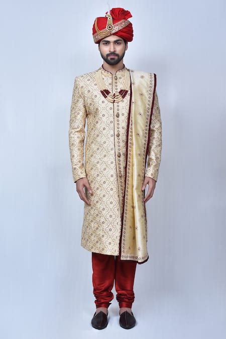 Buy Arihant Rai Sinha Beige , Satin Embroidery Floral Sherwani Set Online at Aza Fashions Buy_Arihant Rai Sinha_Beige , Satin Embroidery Floral Sherwani Set _Online_at_Aza_Fashions