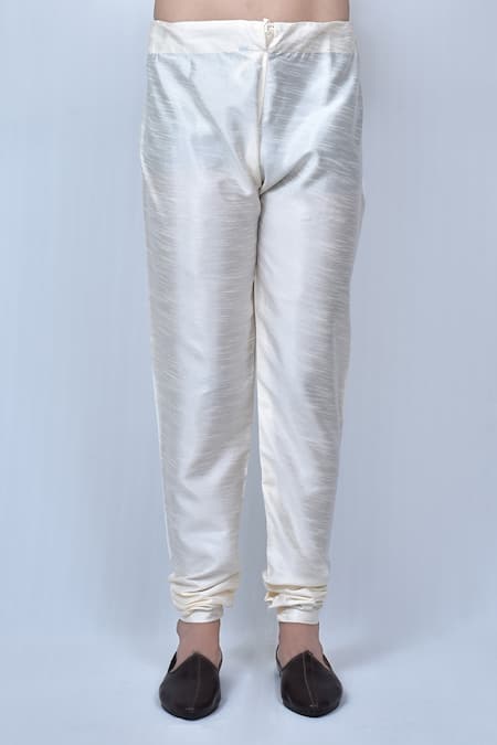 Arihant Rai Sinha_Cream , Satin Embroidery Floral Pattern Sherwani Set _Online_at_Aza_Fashions