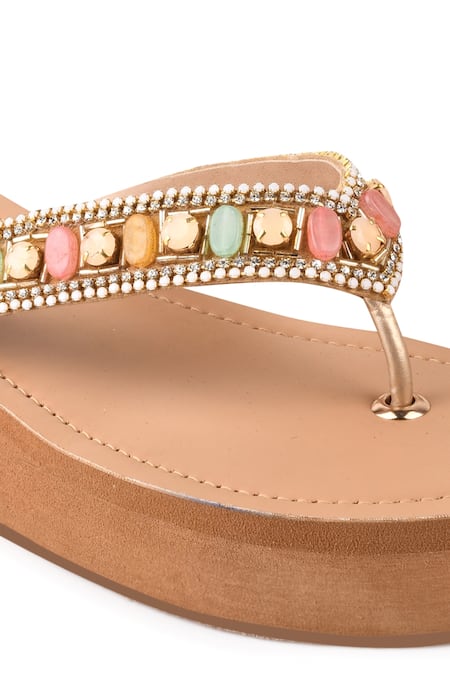 Buy_Kaltheos_Brown Beads, Crystals Sophia Embellished Wedges