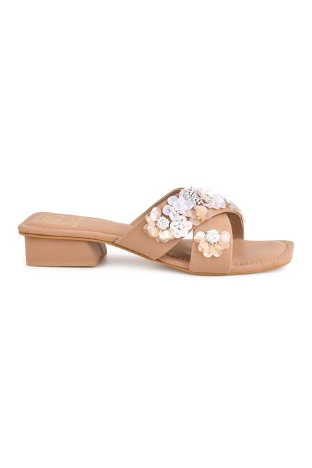 Buy Beige Embellished Luna Strappy Block Heel Sandals by Kaltheos Online at Aza  Fashions.