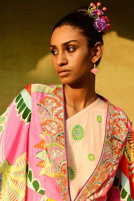 Swati Vijaivargie_Multi Color Surajmukhi Long Cape_Online_at_Aza_Fashions