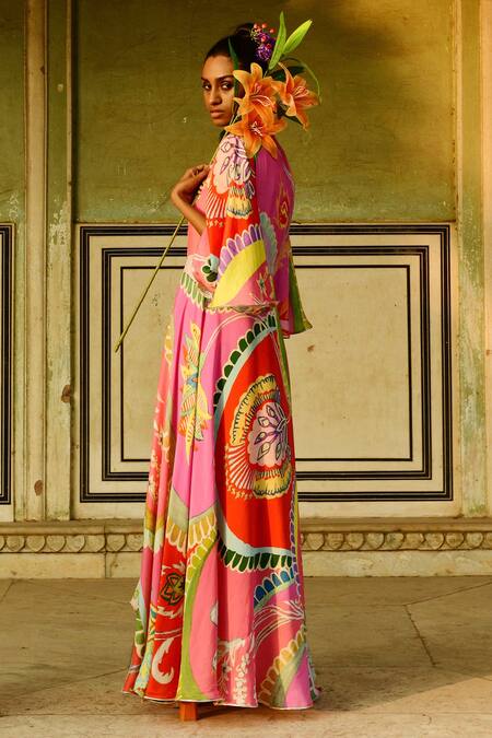 Shop_Swati Vijaivargie_Multi Color Surajmukhi Long Cape_Online_at_Aza_Fashions