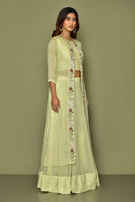 Samyukta Singhania Green Long Jacket With Lehenga Set at Aza Fashions Samyukta Singhania_Green Long Jacket With Lehenga Set _at_Aza_Fashions