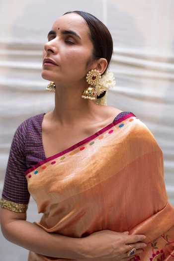 Priyanka Raajiv_Red Silk, Banarasi Kadua Paisley Jodha Woven Saree_at_Aza_Fashions