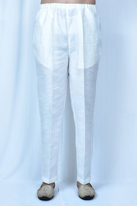 Arihant Rai Sinha_Yellow Jacquard, Silk Embroidery Floral Stripe Pattern Kurta Set_Online_at_Aza_Fashions